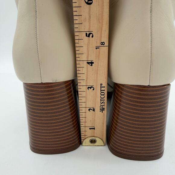 Marc Fisher Dacea Mod Leather Upper Ivory Cream Knee High Block Heel Boots 9.5 - Picture 7 of 8